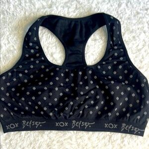 Betsey Johnson Black and Gray Racerback Sports Bra